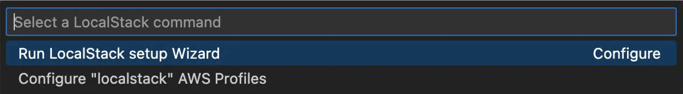 LocalStack: Run Setup Wizard